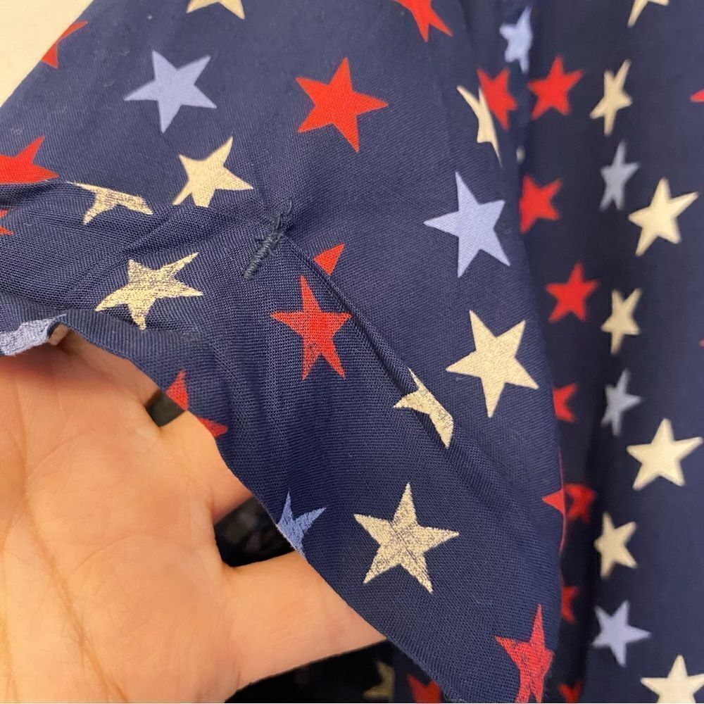 Tommy Hilfiger USA red white blue star American patriotic button up tie front XL - Picture 3 of 7